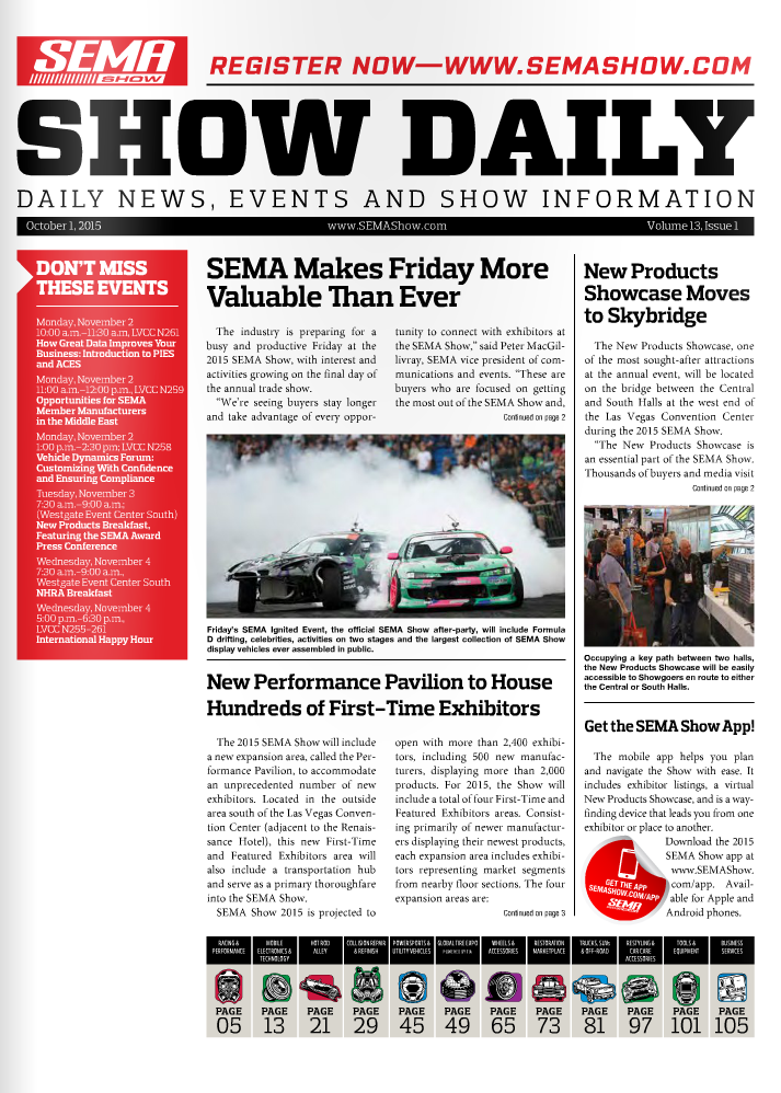 SEMA SHOW DAILY - OCTOBER 2015