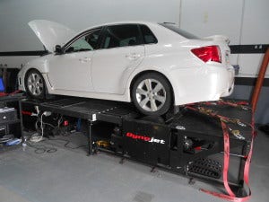 WRX test vehicle on the Dynojet 