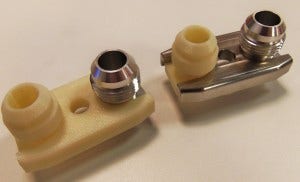 Oil line adapter prototypes
