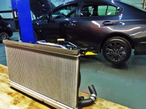 Stock 2015 WRX radiator removed 