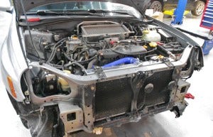 Bugeye sedan prototype cooler test fitting