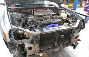 Bugeye sedan prototype cooler test fitting 