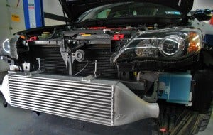 Mishimoto prototype intercooler installed on GR STI 