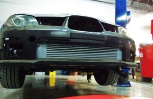 Mishimoto prototype intercooler installed on Hawkeye 