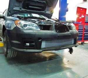 Mishimoto prototype intercooler installed on Hawkeye