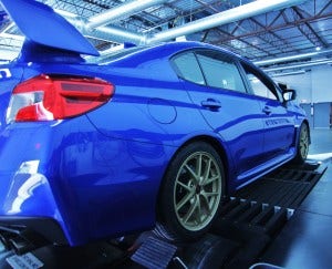 2015 Subaru STI on dyno