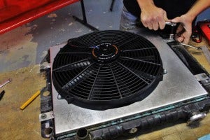 Mishimoto prototype installed on stock radiator