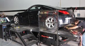 Setting vehicle up for Nissan 350Z intake testing 