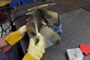 Welding the prototype airbox