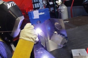 Welding the prototype airbox