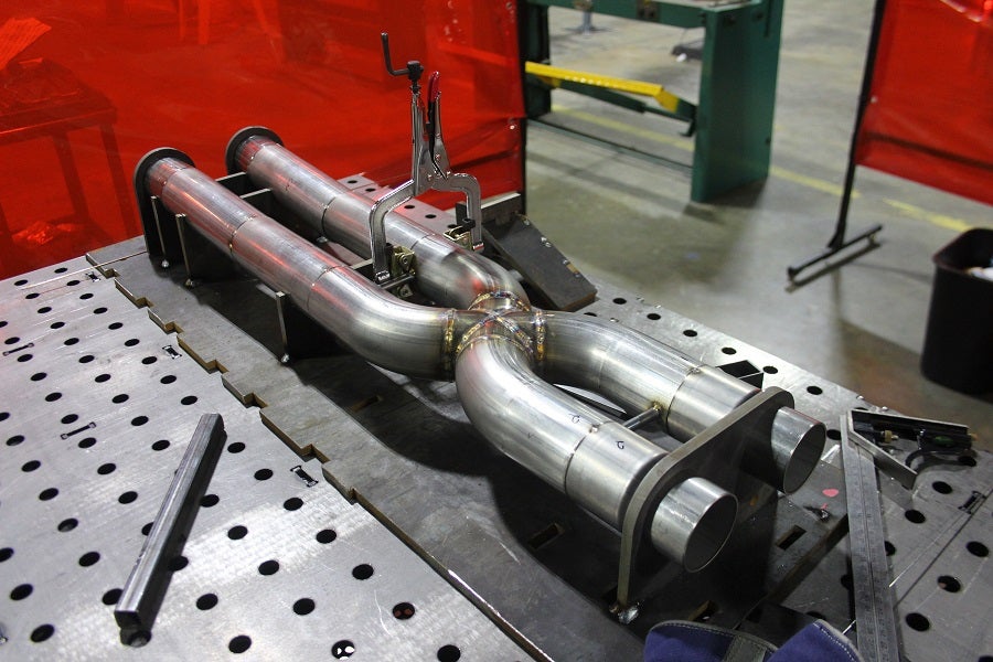 Mustang X-pipe in the jig