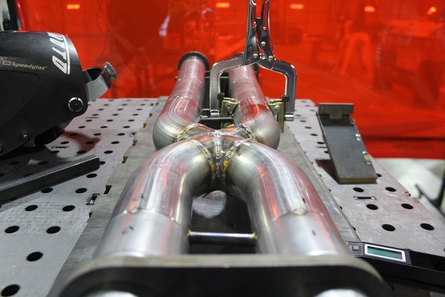 Mustang X-pipe in the jig