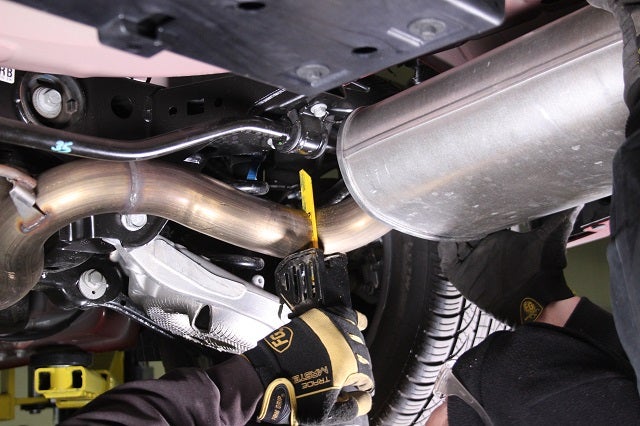 Cutting the stock 2015 Mustang GT exhaust 