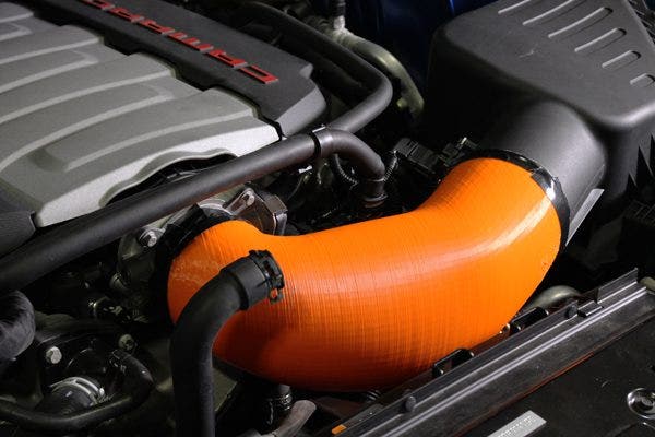 The final design of the Camaro induction hose. The rubber hose in the foreground is the sound symposer tube, and this induction hose allows you to remove that.