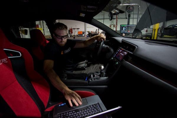 Jason keeps a close eye on the results after each run around our digitized circuit.