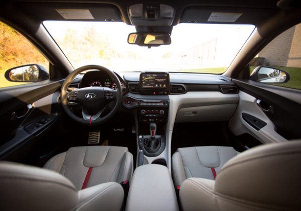 Even the inside of the Veloster has a lively character. It's unlike so many of its contemporaries, especially with the two-toned interior.